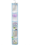 ALYER Narrow Mesh Fabric Shower Caddy Organizer with Hanger,Hanging Mesh Pockets for Shampoo, Conditioner, Soap and Body Wash (Blue) - color: Blue-hanger