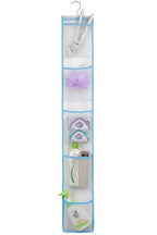 ALYER Narrow Mesh Fabric Shower Caddy Organizer with Hanger,Hanging Mesh Pockets for Shampoo, Conditioner, Soap and Body Wash (Blue) - color: Blue-hanger
