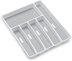 madesmart Classic Large Silverware Tray - White |CLASSIC COLLECTION | 6-Compartments| Kitchen Drawer Organizer | Soft-Grip Lining and Non-Slip Rubber Feet | BPA-Free (Pack of 6) - size: Classic 6 Compartment (Pack of 6)