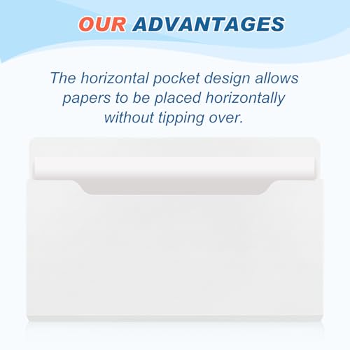 Fuutreo 6 Pcs Magnetic Wall File Organizer Magnetic Wall File Holder Refrigerator Magazine Holder for Mail Letters Paper(White,Horizontal-3 Mixed Size) - color: White, size: Horizontal-3 Mixed Size