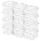 Sterilite 12-Pack FlipTop Stackable Square Small Storage Bin with Hinging Lid, Clear - size: 1.5 Cubic Feet, style: 12 Pack