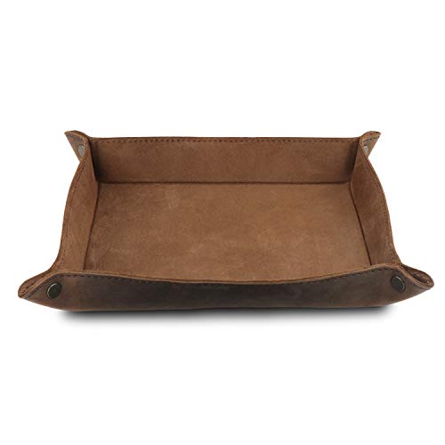 Londo Genuine Leather Tray Organizer - Practical Lightweight Water Resistant Computer Table Desk Storage Box for Wallets, Watches, Keys, Coins, Cell Phones and Office Equipment - color: Mink