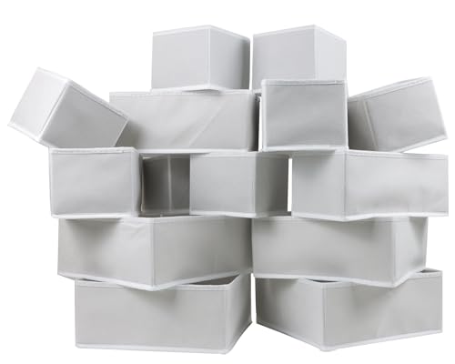 Fordonral 16 Pack Drawer Organizer Clothes, Foldable Fabric Dresser Organizer Closet Organizers and Storage Box for Underwear,Folded Clothes,Baby Clothing,Socks,Bra,Towels,Ties(White) - color: White, size: 16 Pack