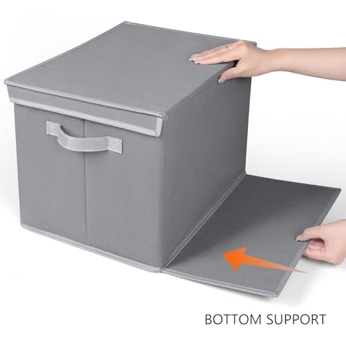Zilink Upgraded Sweater Storage for Closet with Lids and Support Boards Large Sweater Organizer for Closet with 5 Grids Divider Wardrobe Clothes Organizer for Sweaters, Jeans, Pants, Grey, 3 Pack - color: Grey - For Sweater
