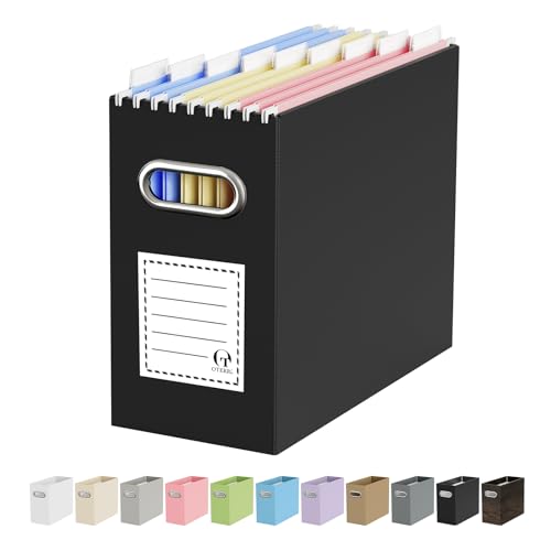 Oterri Cardboard File Organizer Box for Hanging File Folders Letter Size,File Box for Computer Desk,File Cabinet,Working Home,Office,Classroom(Black, Letter Size - 1 Pack) - color: Black, size: Letter Size - 1 Pack