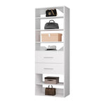 ROOMTEC Modular Closet System, 25.5" 2 Drawer Shelf Closet Tower Wall-Mounted Closet Organizer, Wooden Tower for Walk-In Closets, Wardrobe Storage Kit, White - size: 25.5" Wide, style: Model 11