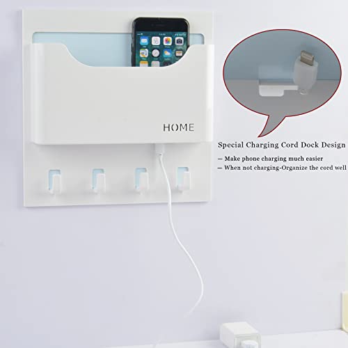 Bedside Shelf Wall Mounted Dorm Room Rack Organizer Storage with Small Hooks - Use for Bedroom,Entryway to Organize Headphone,Remotes,Glass,Cellphones(Horizontal Type/Black) - color: Horizontal Type / Black
