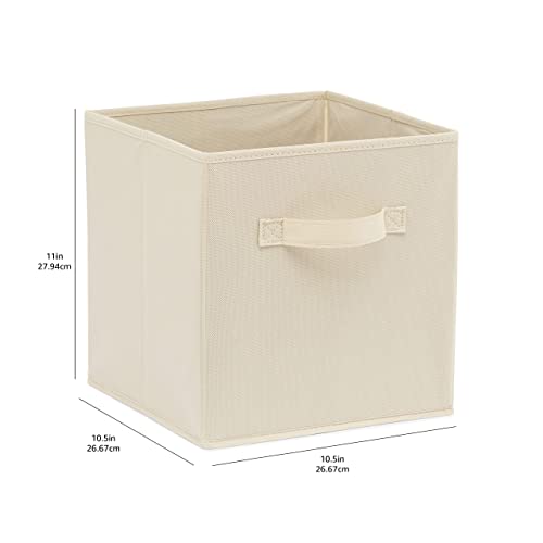 Amazon Basics Collapsible Fabric Storage Cubes Organizer with Handles, Sturdy Storage Bins for Organization, 10.5" x 10.5" x 11", Beige, 6-Pack - color: Beige, size: 10.5"x10.5"x11"