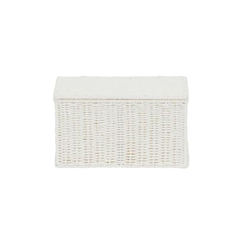 Household Essentials Small Handwoven Paper Rope Wicker Basket with Lid, White (Pack of 6) - color: White, size: Small (Pack of 6)