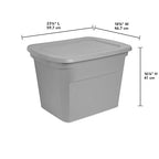 Sterilite 18 Gal Storage Tote, Stackable Bin with Lid, Plastic Container to Organize Clothes in Closet, Basement, Gray Base and Lid, 8-Pack