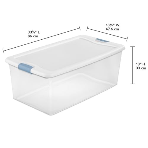 Sterilite 16-Pack Latching Box, Under Bed Storage Bins with Lids, Clear Plastic, 106 Quart - Heavy-Duty Organizing Containers for Closet, Bathroom, and Office - size: 106 Quart, style: 16 Pack