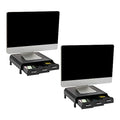 Mind Reader Monitor Stand, 3 Storage Drawers, Desktop Organizer, Riser, Office, 13.5"L x 13"W x 4"H, Set of 2, Black - size: 2 Pack