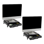 Mind Reader Monitor Stand, 3 Storage Drawers, Desktop Organizer, Riser, Office, 13.5"L x 13"W x 4"H, Set of 2, Black - size: 2 Pack