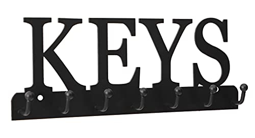 Lixgifts Key Holder Wall Mounted Key Hooks for Wall Decorative with 7 Hooks Black Metal Key Organizer Rack Hanger for Entryway, Front Door, Hallway, Office 10X3.7 inches