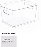 Clear Plastic Storage Bins 8 Pack - Pantry Organizers and Storage, Fridge Organizer for Kitchen, Cabinet, Freezer, Bathroom, Clost, Home Organization - size: 8 Larger + 0 Small