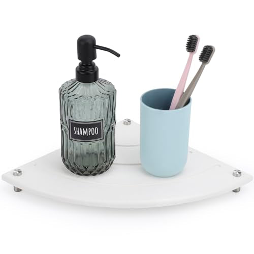 Segbeauty Quick Dry Stone Sink Tray, 9.85in Diatomaceous Water Absorbing Corner Sink Caddy, Fast Drying Stone Soap Tray Dish Sponge Holder Corner Counter Shelf Rack Drying Mat for Bathroom Kitchen - color: White, size: 9.9" x 9.9" x 1.2"