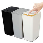 N. NETDOT 3 Pack 10L/2.6 Gal Bathroom Trash Can with Lid, Trash Bin with Press Lid, Small Trash Can/Slim Garbage Cans/Waste Basket for Bathroom,Kitchen,Office,Bedroom - Black,Gray,Off White - color: Black-Gray-Off White