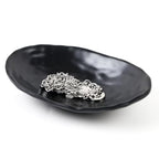 Black Jewelry Dish Tray Trinket Decorative Ring Holder Organizer Key Dish Bowl for Entryway Table Office Home Table Decor 7.60 Inch Oval - size: 7.60 Inches