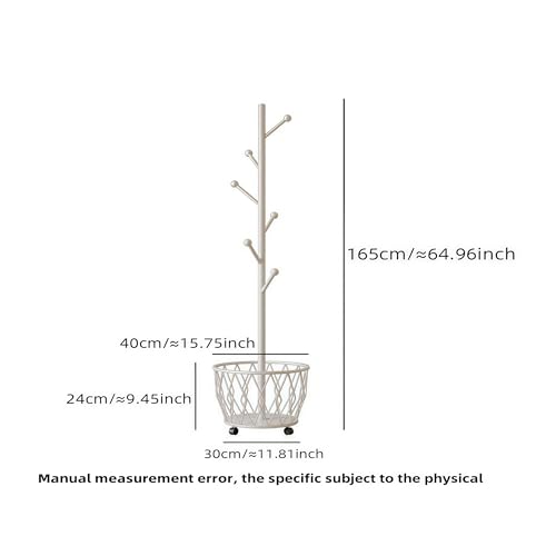 Freestanding Metal Coat Rack Stand with Basket Modern Organizer for Scarf Jacket Hat Bags Ideal for Home Entryway Bedroom Corner Stable and Moveable tree (white) - color: white