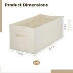 ZALIR 2 Pcs 12-Grid Shoe Organizer Bins, Foldable Cotton Linen Fabric Storage with Bottom Support Board, Space-Saving Foldable Container, 17.7 x 11.8 x 9.8 in for Closet Wardrobe Clothes