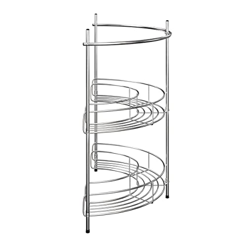 Pedestal Sink Organizer - Compact Under the Sink Rack with 2 Storage Shelves and Towel Holder - Space Saving Bathroom Storage by Lavish Home - color: Silver