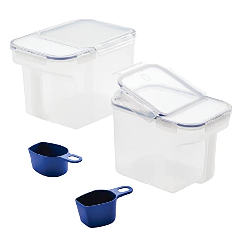 LocknLock Easy Essentials Food Storage Container and Scoop Set/Food Storage Bin Set, BPA-free/Dishwasher Safe, 4 Piece - Clear - size: 4 Piece Set