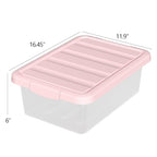 14 Quart Basic Clear Storage Box with Pink Lid (Pack of 2) - color: Pink Lid