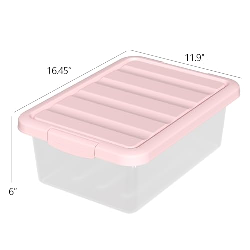 14 Quart Basic Clear Storage Box with Pink Lid (Pack of 2) - color: Pink Lid