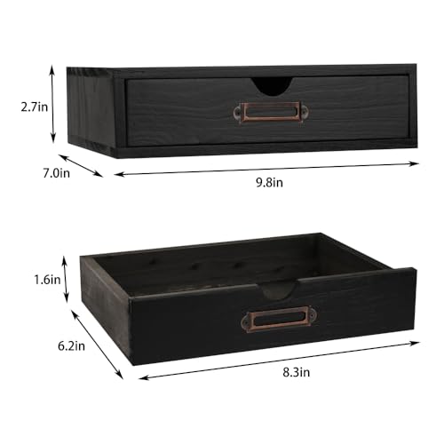 Wooden Storage Box Apothecary Drawers Vintage Wooden Drawers Wood Desktop Organizer with Drawers Countertop Drawers Library Card Catalog Cabinet Apothecary Cabinet（BLACK） - color: BLACK01