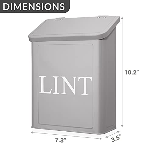 Calindiana Modern Farmhouse Metal Magnetic Lint Bin for Laundry Room Decor and Accessories with Lid and Laundry Room Organization and Storage Wall Mount Space Saving Washer and Dryer Trash Can (Grey) - color: GREY