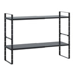 Expandable Cabinet Shelf Organizer Rack, Stackable Kitchen Counter Storage Shelves Stand, Adjustable Height Pantry Shelf Spice Rack (Black-2 Pack, 8.7" D x 15.4-26.8" W x 9.8" H) - color: Black-2 Pack