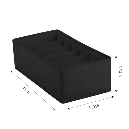 1 Pcs Drawer Organizer Storage Box for Underwear Socks Closet Divider for Wardrobe Dresser Vanity Space Saving Use(6-Grid Black) - color: Black-3, size: Small