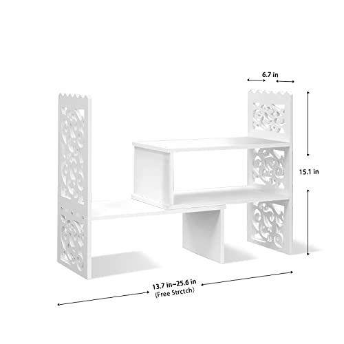 MASAKA B&W - Kawaii Storage Desktop Organizer for Your Desk Space, Double H Plants Display Shelf, Home Office Storage Rack Adjustable Stackable for Office, Dormitory (White*09) - color: White*09