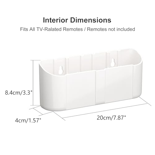 suptek Remote Control Holder Wall Mount，Hole-Free TV Remote Holder for 3 or 4 Remotes, White, Quantity 2, (S4W2) - color: White-2 Pack