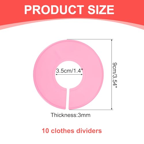 uxcell 10 Pcs Clothes Dividers,Round Closet Rack Dividers Clothing Rack Size Dividers Blank Labels Writable & Reusable for Hanging Clothes Sorting Size, Pink - color: Pink