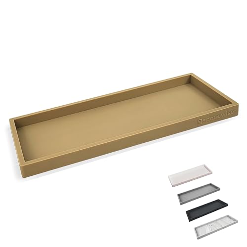Spacewiser Countertop and Vanity Tray - 11.7" Silicone Bathroom Tray, Flexible Dish Soap Holder for Kitchen, Bathroom Counter Organizer, Shower Toilet Tank Trays Décor Accessories, Sink Makeup Mat Oil - color: Latte Tan, size: Large 11.7”
