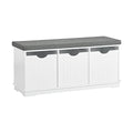 Haotian White Storage Bench with Drawers & Padded Seat Cushion, Hallway Shoe Cabinet Shoe Bench, FSR30-W