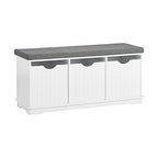Haotian White Storage Bench with Drawers & Padded Seat Cushion, Hallway Shoe Cabinet Shoe Bench, FSR30-W