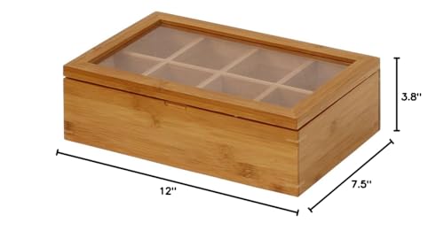 Oceanstar - TB1323 Oceanstar Bamboo Tea Box, 12 Inch, Natural - size: 12 Inch
