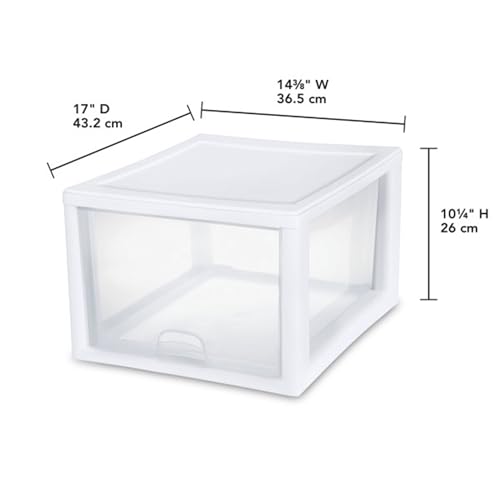 Sterilite 16-Pack 27 Quart Stacking Drawer, Clear Storage Closet Organizer, White Frame - Stackable Modular Plastic Drawers for Clothes, Accessories, Craft Supplies, Shoes or Linens - size: 27 Quart, style: 16 Pack