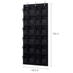 Over The Door Shoe Organizer with 24 Large Breathable Mesh Pockets, Space-Saving Hanging Storage Holder for Shoes & Accessories, Adjustable Hooks for Hanging Door Shoe Holder Rack(Black)