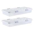 VEVOR Under Bed Storage with Wheels, 39.8 x 20.1 x 5.9 inch Underbed Containers, Underbed Shoes Organizer with Lid & Gray Latch, Rolling Under the Bed Storage Bins for Clothes Shoes Blankets, 2 Pack