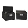 Household Essentials Fabric Storage Boxes with Lids and Handles, Black - color: Black, size: 2 Count