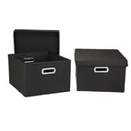 Household Essentials Fabric Storage Boxes with Lids and Handles, Black - color: Black, size: 2 Count