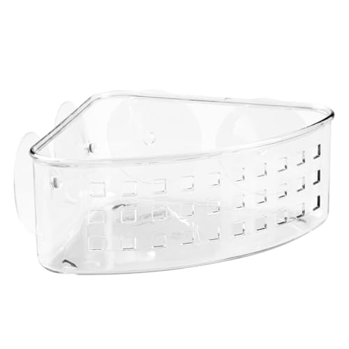 iDesign Plastic Suction Cup Corner Shower Basket for Bathroom Storage, Set of 2, Clear, Made in USA - style: Pack of 2