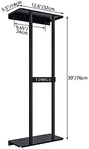 STWWO Towel Racks for Bathroom, Bathroom Towel Storage Wall Mounted 30 inch with Shelf Can Holds 6 Large Towels, Wall Towel Rack for Rolled Towels, Black - color: Black, size: 30 IN