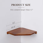 2 Pcs Floating Corner Shelves for Bathroom, Kitchen or Living Room Decor, Wooden Wall Mounted Shelves, Natual Teak