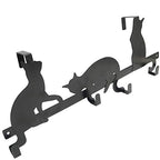 Evelots Over The Door 4 Hook Towel/Coat Rack Hanger Organizer, Kitty Cat Design-Easy No Tool Installation-Black Iron-Holds 20 lbs. - size: 1 Pack, style: 4 Hook Kitty Cat Design