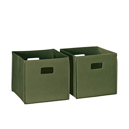 RiverRidge Folding Storage Bins with Handles Olive Cube Storage Organizer for Closet, Bedroom & Playroom - Closet Organizers and Storage Set of 2 - color: 2 Olive Bins