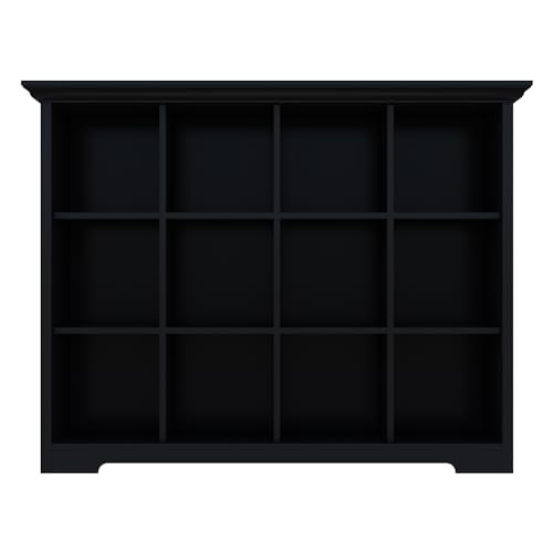 OSCHF Cube Storage Bookcase with Base - Wooden 3 Tiers Floor Standing Open Shelf Cabinet for Home and Office, 12-Cube Lattice Bookshelf, Black - color: Black, size: 12-Cube